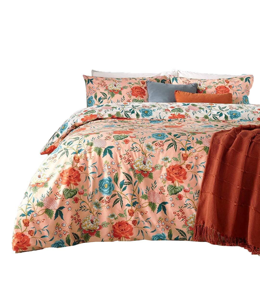 Azalea floral duvet cover set pink Furn-1