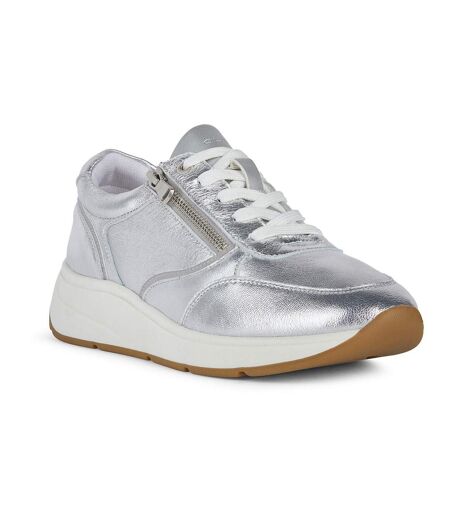 Geox Womens/Ladies D Cristael E Leather Sneakers (Silver) - UTFS10753