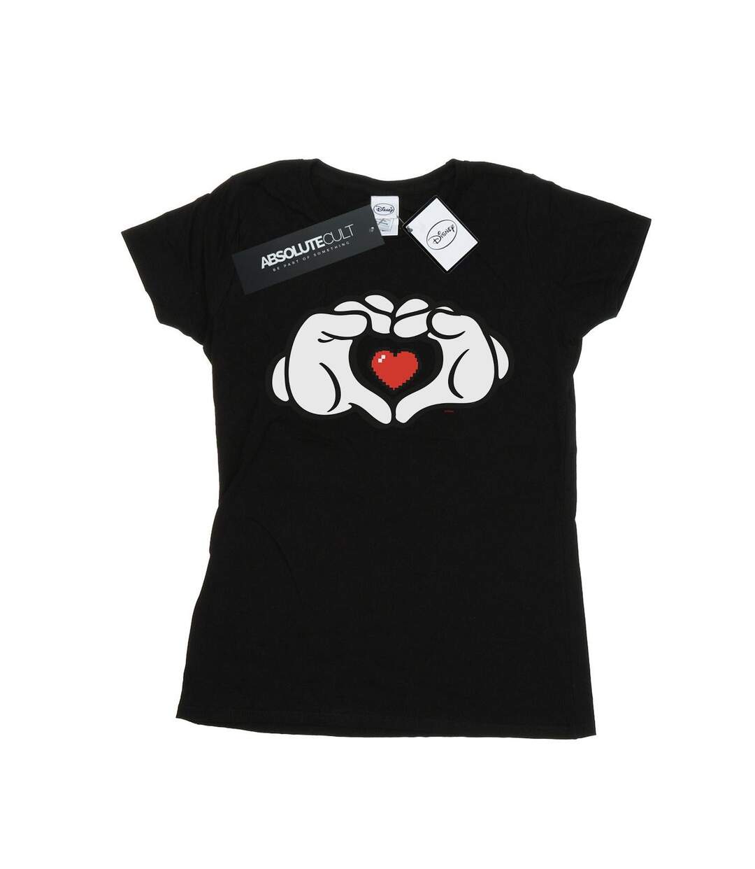 Disney T-shirt en coton Femmes/Ladies Mickey Mouse Heart Hands (Noir) - UTBI32107-1