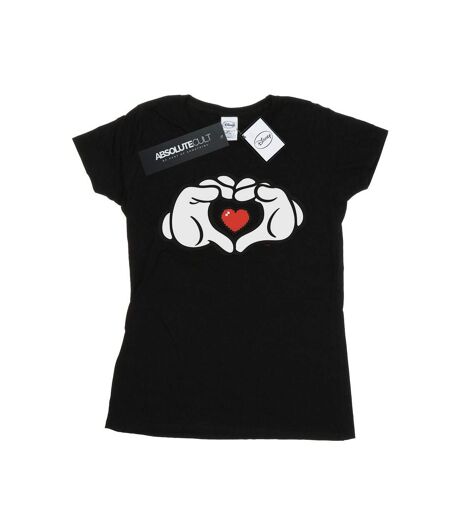 Disney T-shirt en coton Femmes/Ladies Mickey Mouse Heart Hands (Noir) - UTBI32107