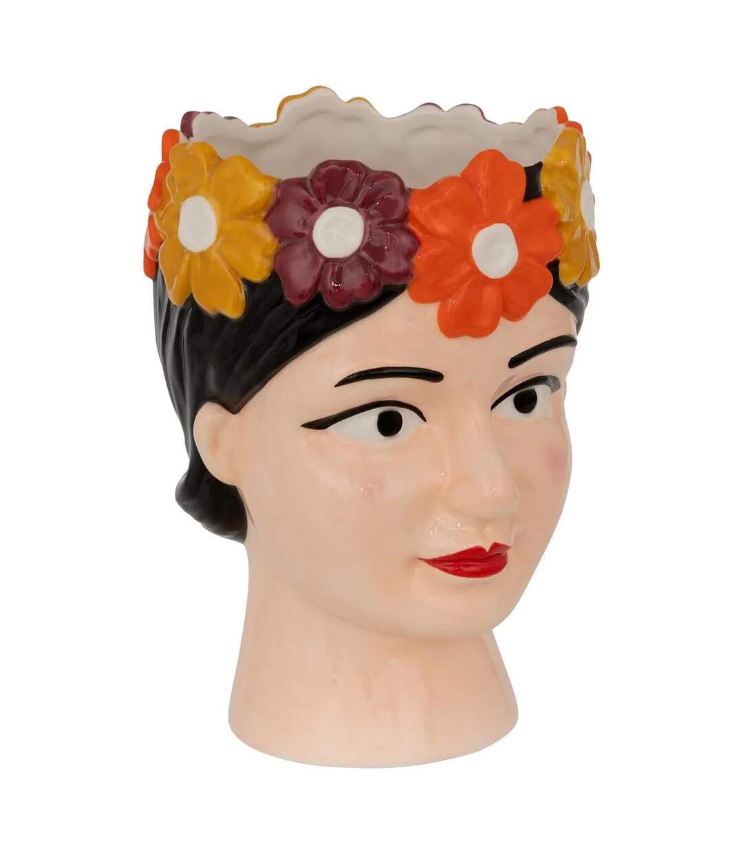 Vase Tête Femme Yucatan 18cm Multicolore-1