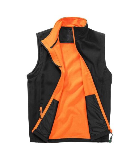 Mens Core Printable Soft Shell Bodywarmer Black Orange Result