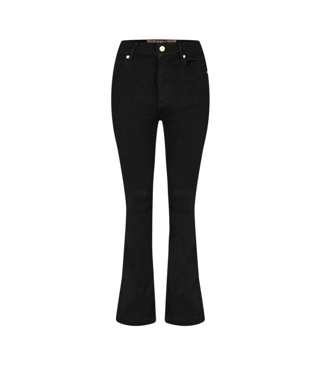 Womens/ladies Denim Flared Jeans Black Biba-2