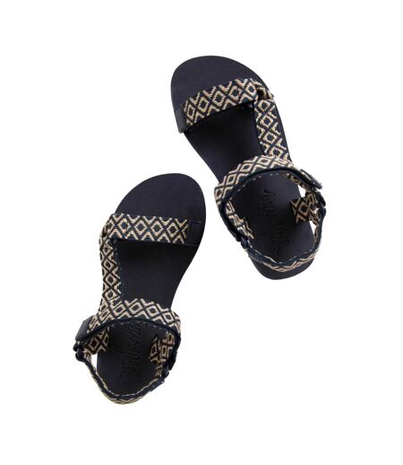 Womens/ladies trek walking sandals navy Weird Fish