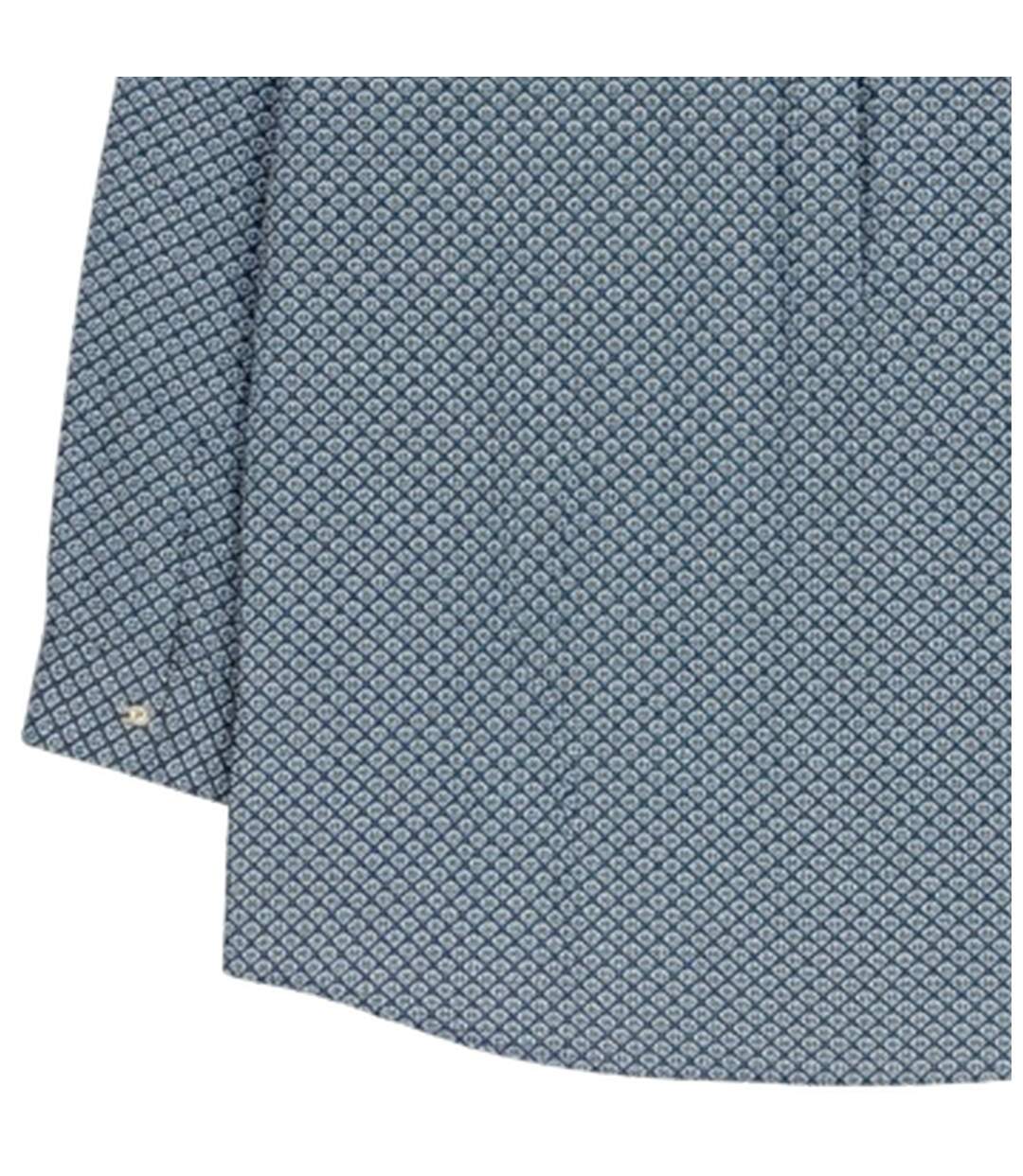 Chemise Manches Longues Motif/style Géométrique Homme Bleu Marine Raging Bull-3