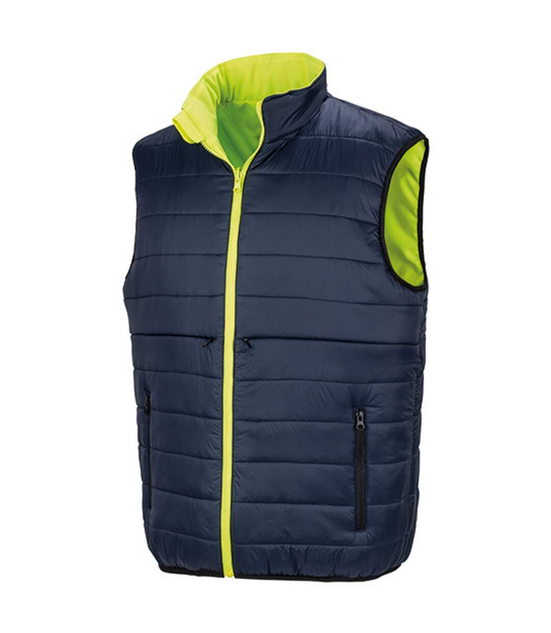 Result Safeguard Mens Reversible Soft Padded Safety Gilet (Fluorescent Yellow/Navy)