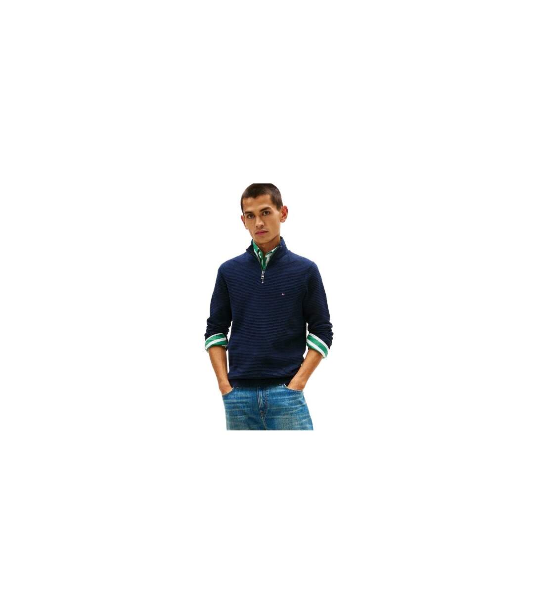 Mens Zip Neck Regular Jumper Dark Navy Tommy Hilfiger-1