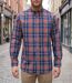 CHALLENGER TEMPETE1 — Chemise à carreaux manches longues bleu et orange : le confort durable en pur coton-5