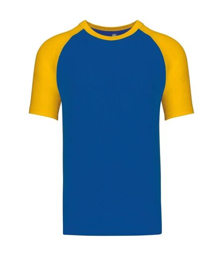 T-shirt bicolore baseball - Homme - K330 - bleu roi et jaune