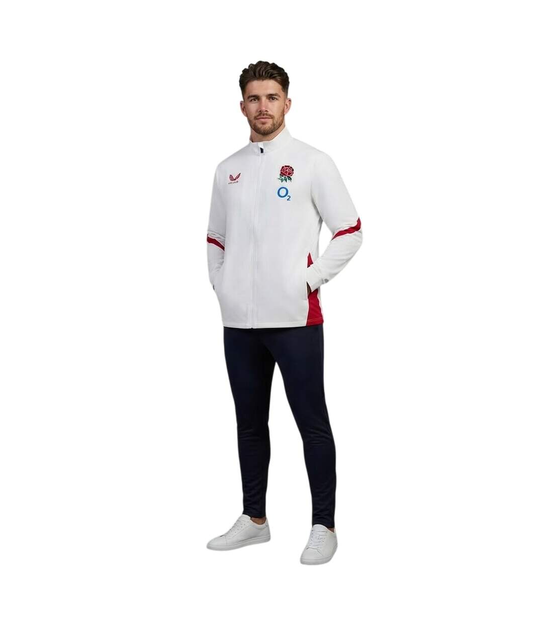 Mens England Red Roses Anthem Jacket White Red Castore-4