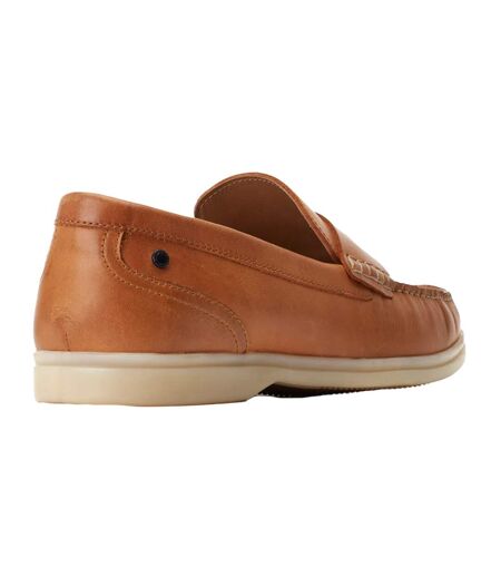 Mens Marlin Leather Penny Loafers Burnt Tan Base London