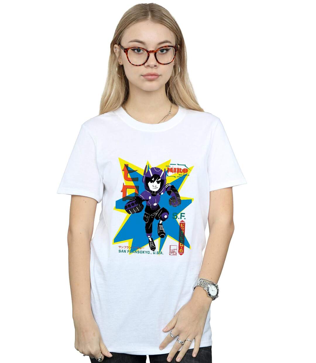 Disney - T-shirt BIG HERO HIRO ANIME - Femme (Blanc) - UTBI16933-2
