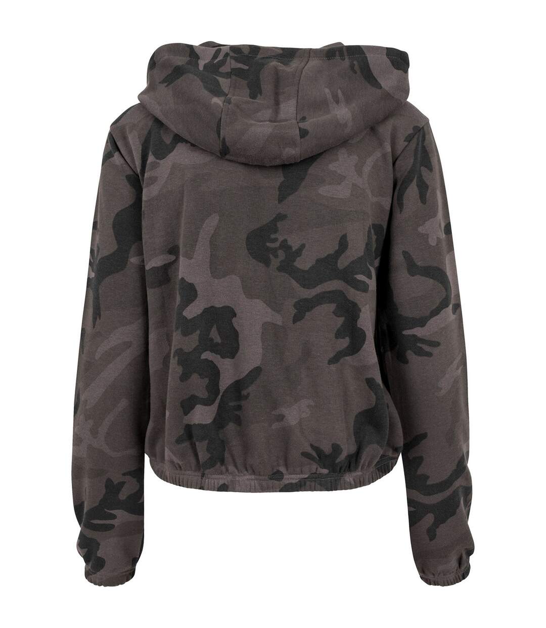 Sweat Court À Capuche Femme Camouflage Foncé Build Your Brand-2