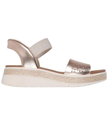 Womens/ladies Bobs Sun Ray Vegan Leather Sandals Rose Gold Skechers