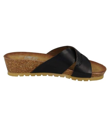 Down To Earth Womens/Ladies Mid Wedge X Vamp Synthetic Sandals (Black) - UTKM515