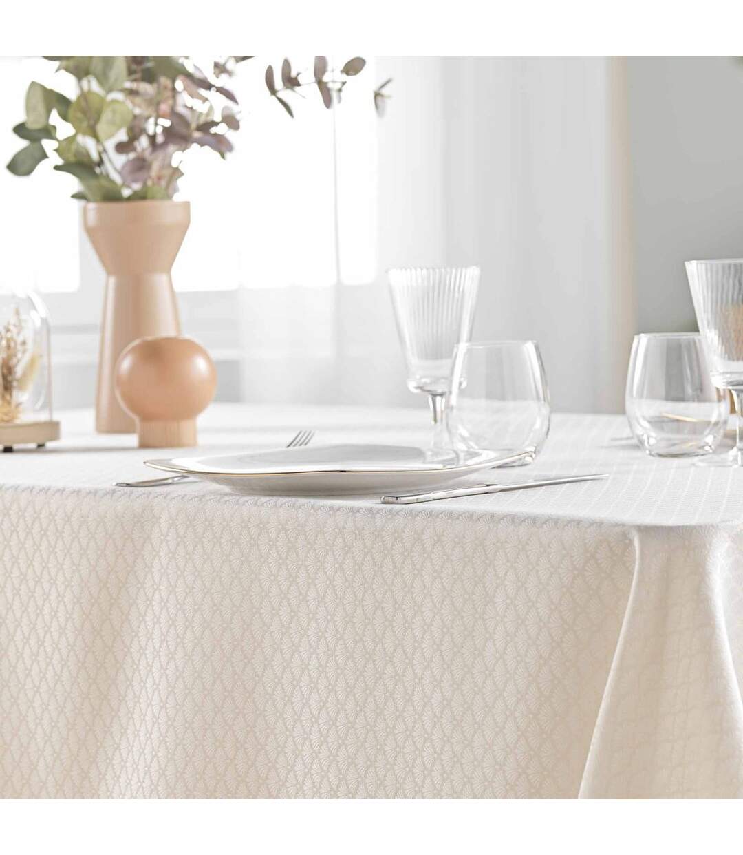 Nappe Jacquard Imprimé Artea 140x240cm Naturel-3