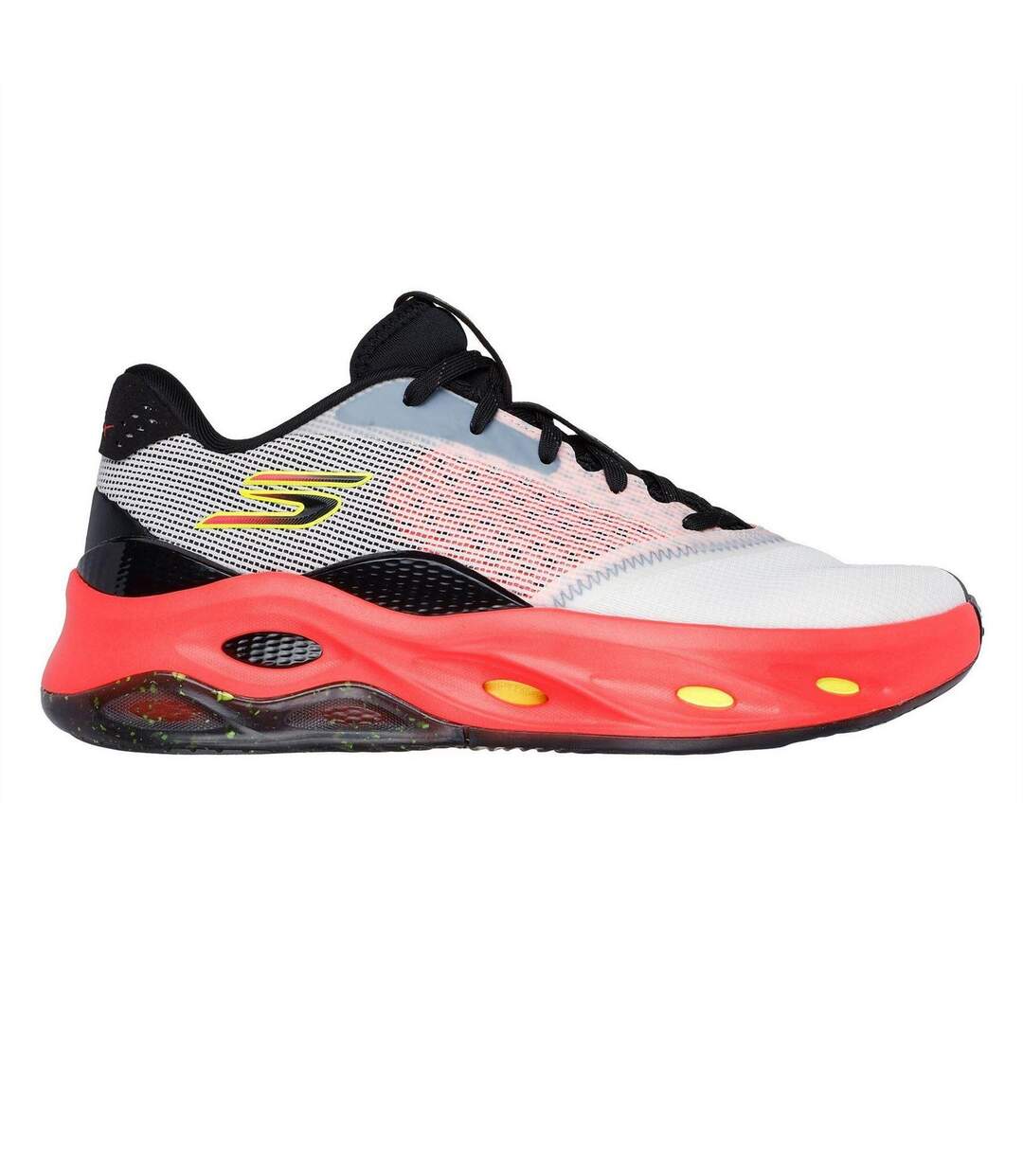 Mens Stability Mesh High Top Trainers White Orange Skechers-1