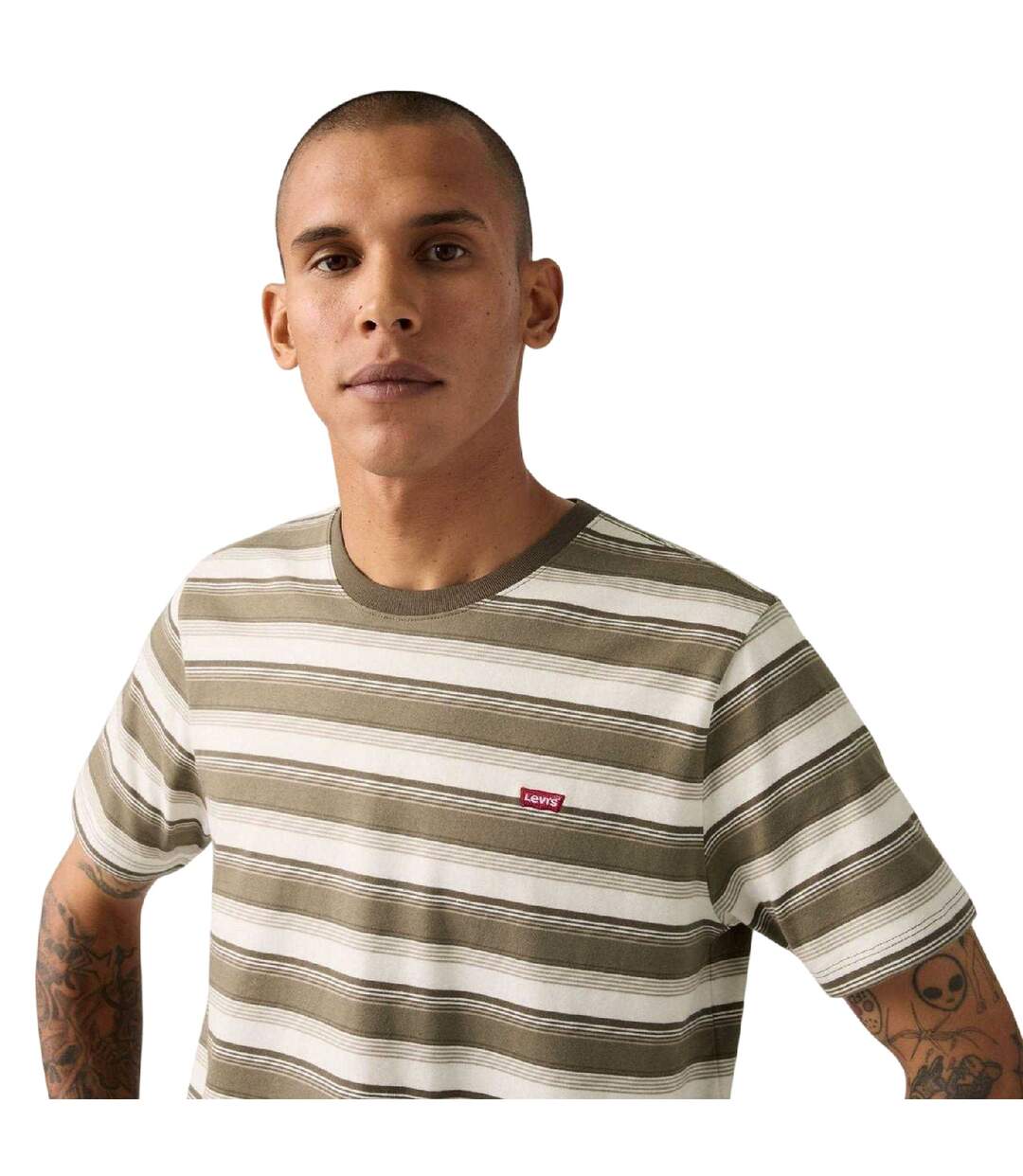 Mens Original Contrast Striped T-shirt Green Levis-4