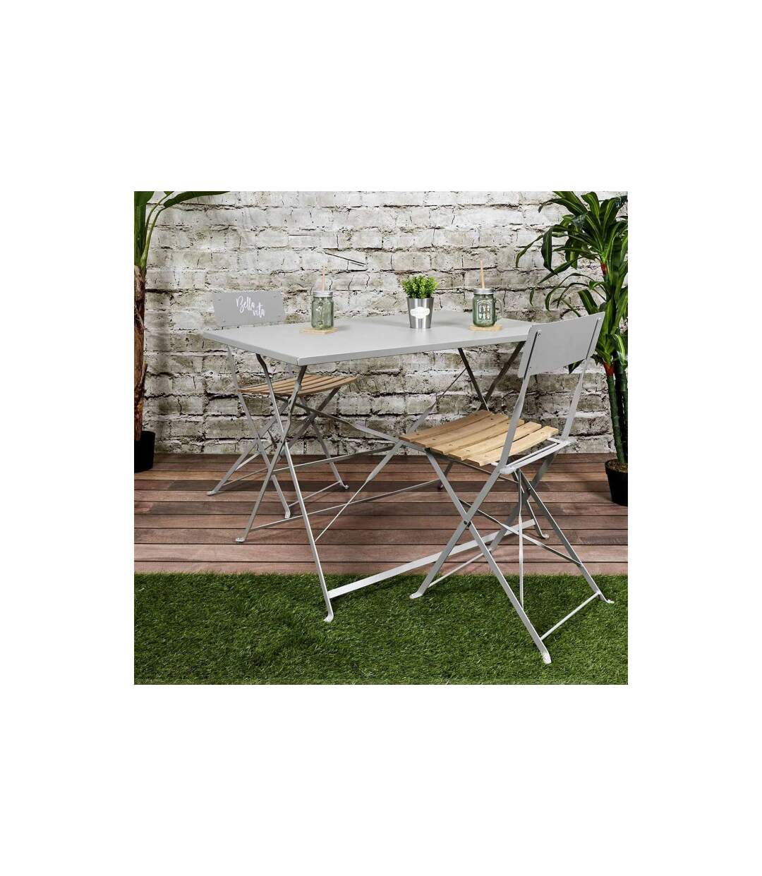 Table de Jardin Pliante Palerme 110cm Taupe-5