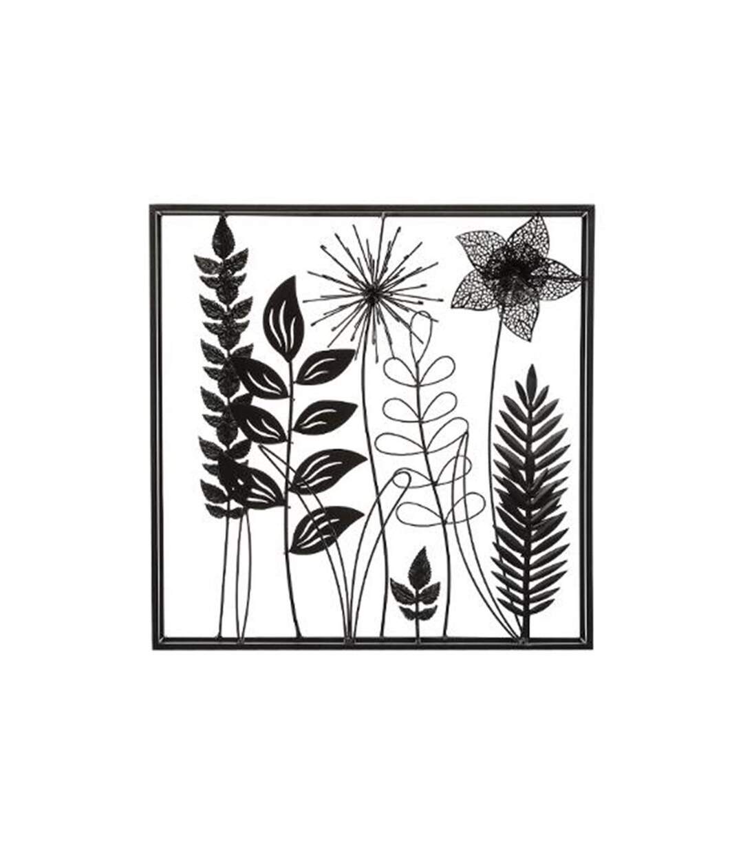 Décoration Murale en Métal Feuillu 40cm Noir-1