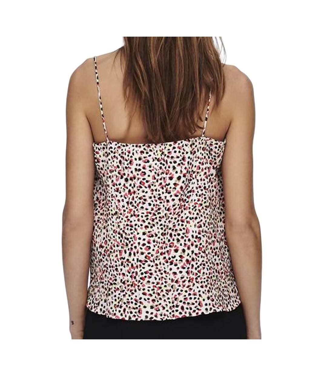 Débardeur blanc/rouge femme only plisse singlet-2