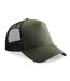 Beechfield Mens Half Mesh Trucker Cap / Headwear (Pack of 2) (Olive Green/Black) - UTRW6695