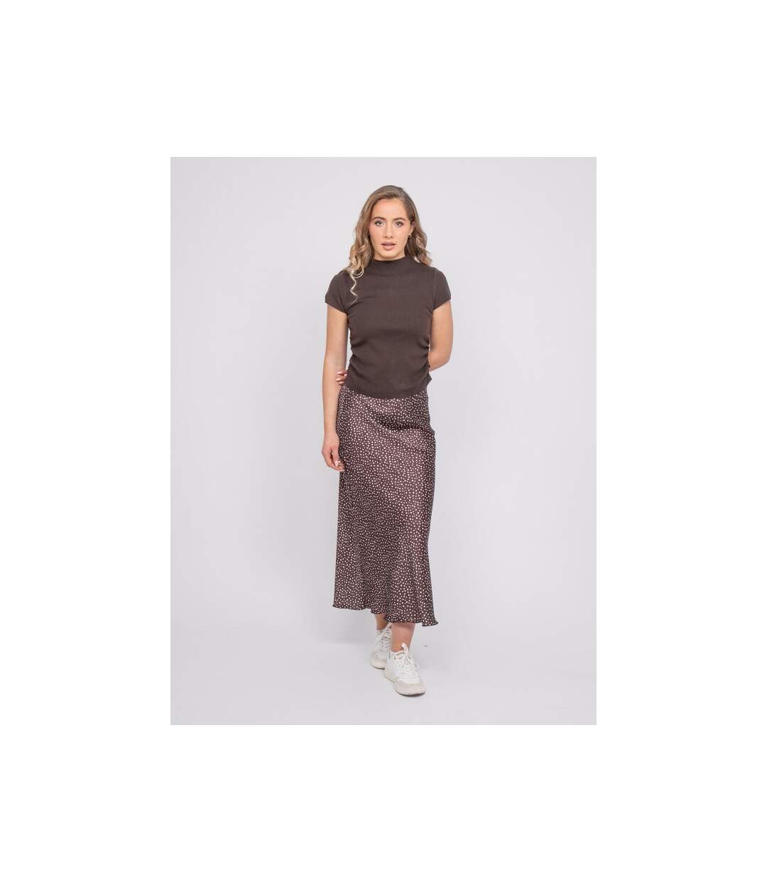 Jupe longue satin motif pois XORIL - Dona X Lisa-4