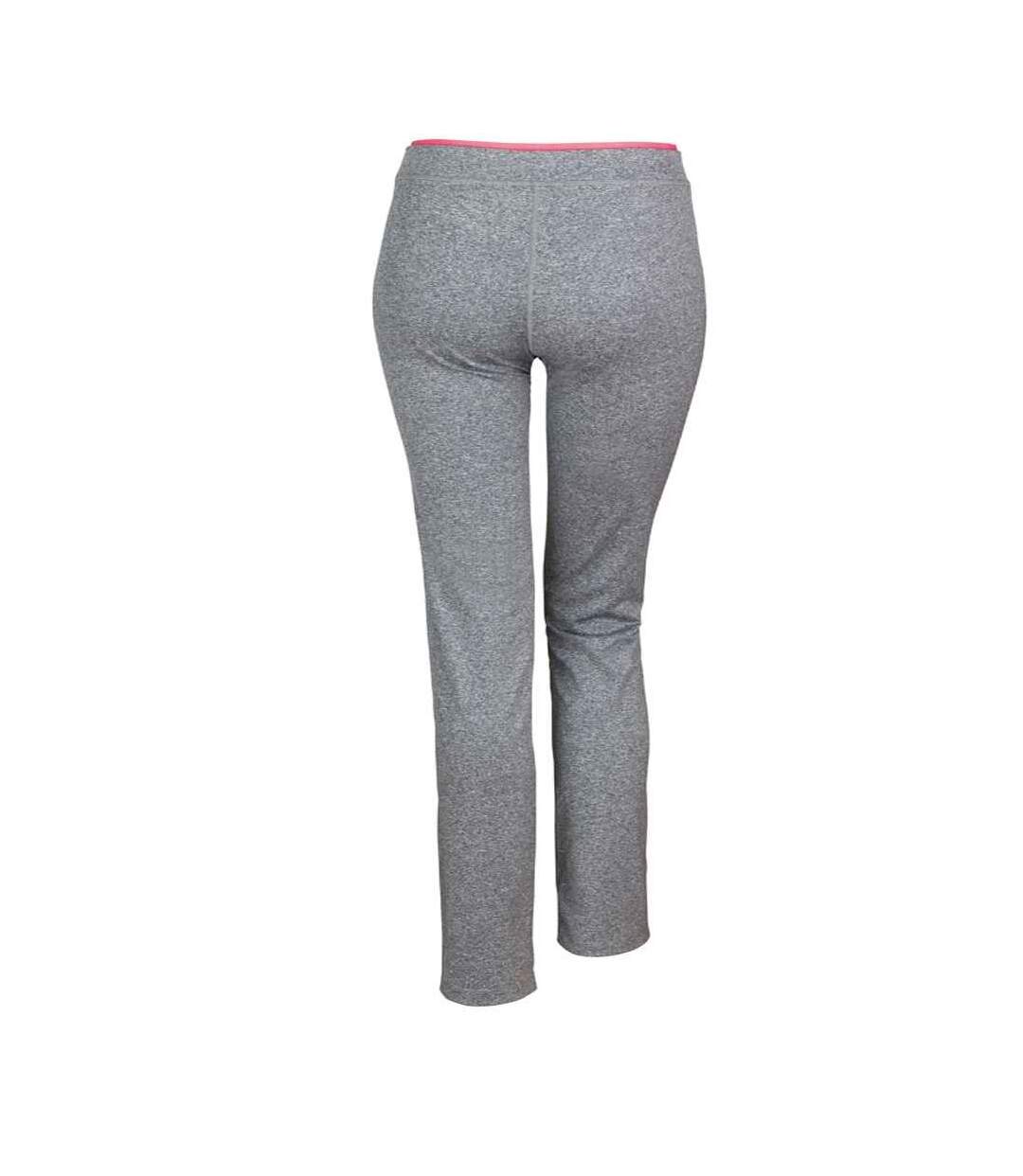 Womens/ladies fitness jogging bottoms sports grey/hot coral Spiro-2