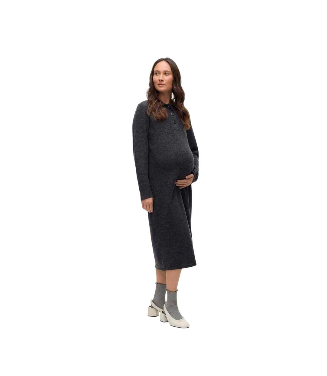 Robe Pull Vmmebba Femme Noir Obsidien Mamalicious-2