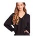 Womens/ladies V Neck Long-sleeved Top & Shorts Set Black Influence-4