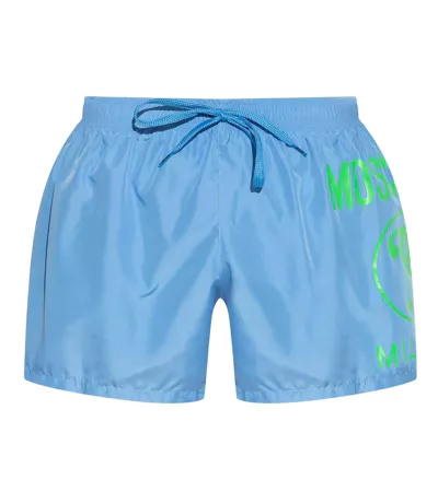Short De Bain Motif Logo Homme Bleu Clair Moschino