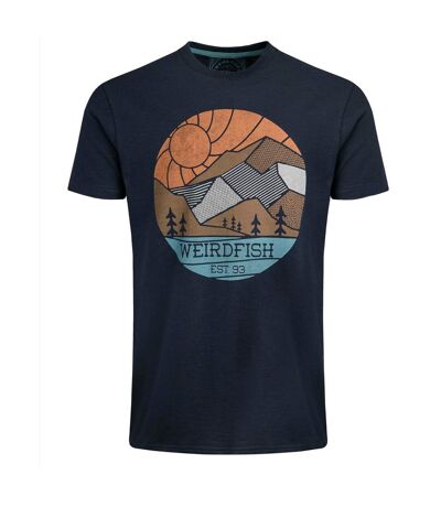 Mens foothills printed organic cotton t-shirt navy Weird Fish
