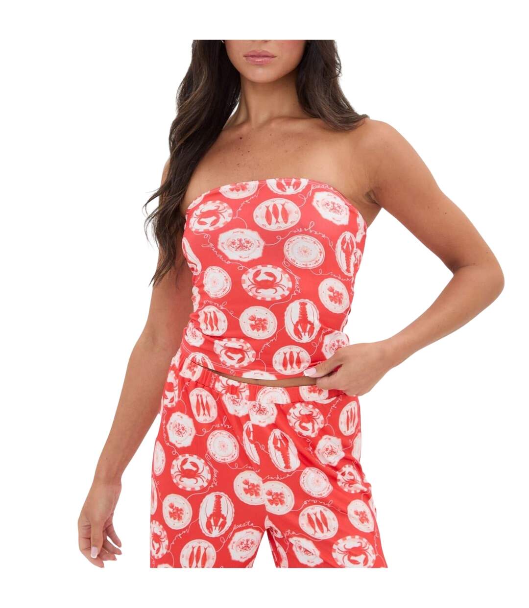 Womens/ladies All-over Print Tube Top Red I Saw It First-2