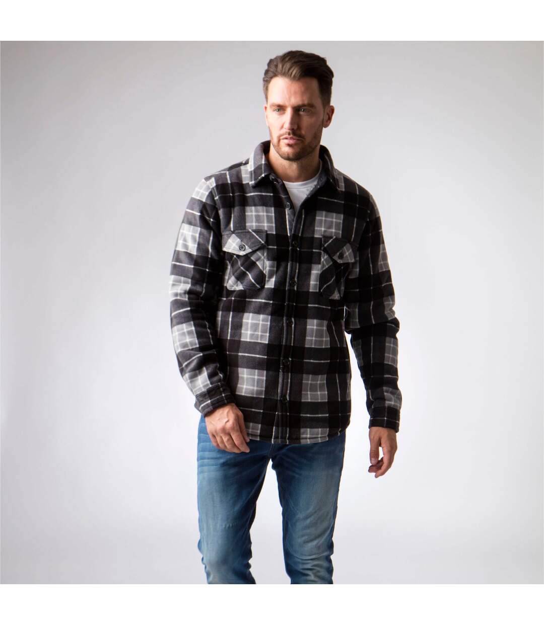 Veste d'hiver chaude matelassée à carreaux pour hommes-4