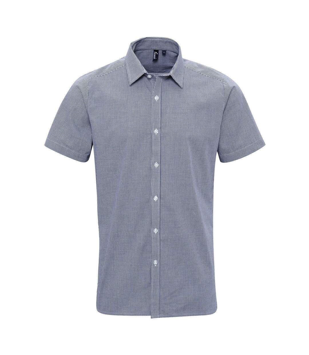 Chemise à carreaux manches courtes - Homme - PR221 - bleu marine-2