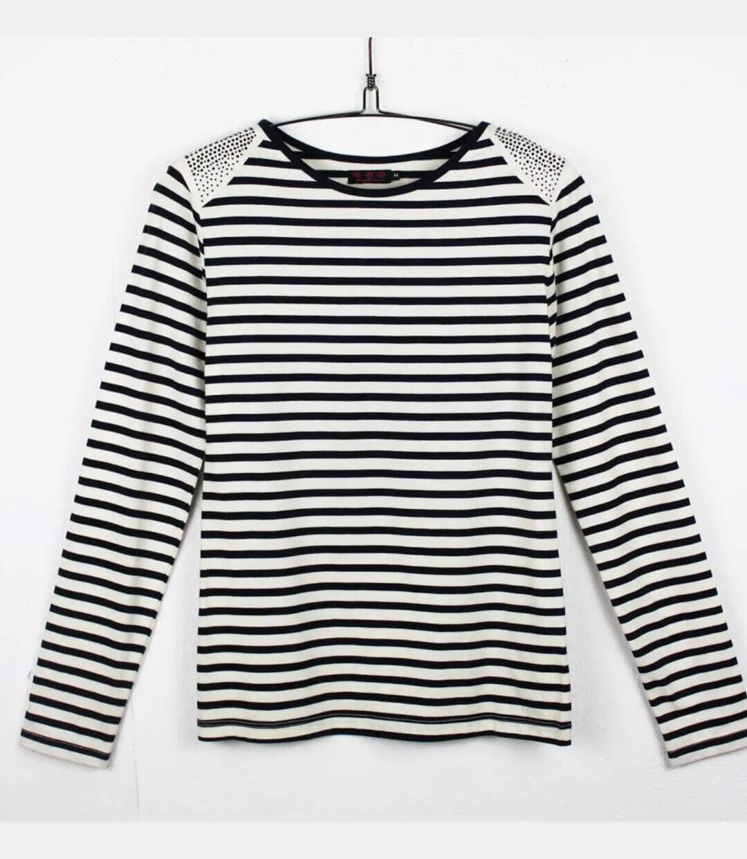MAYFLOWER - TF190E - Tee-shirt femme manches longues rayé avec clous fantaisie-5
