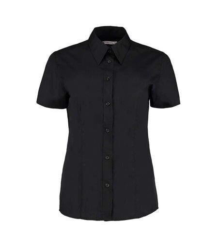 Womens/ladies workforce short-sleeved blouse black Kustom Kit