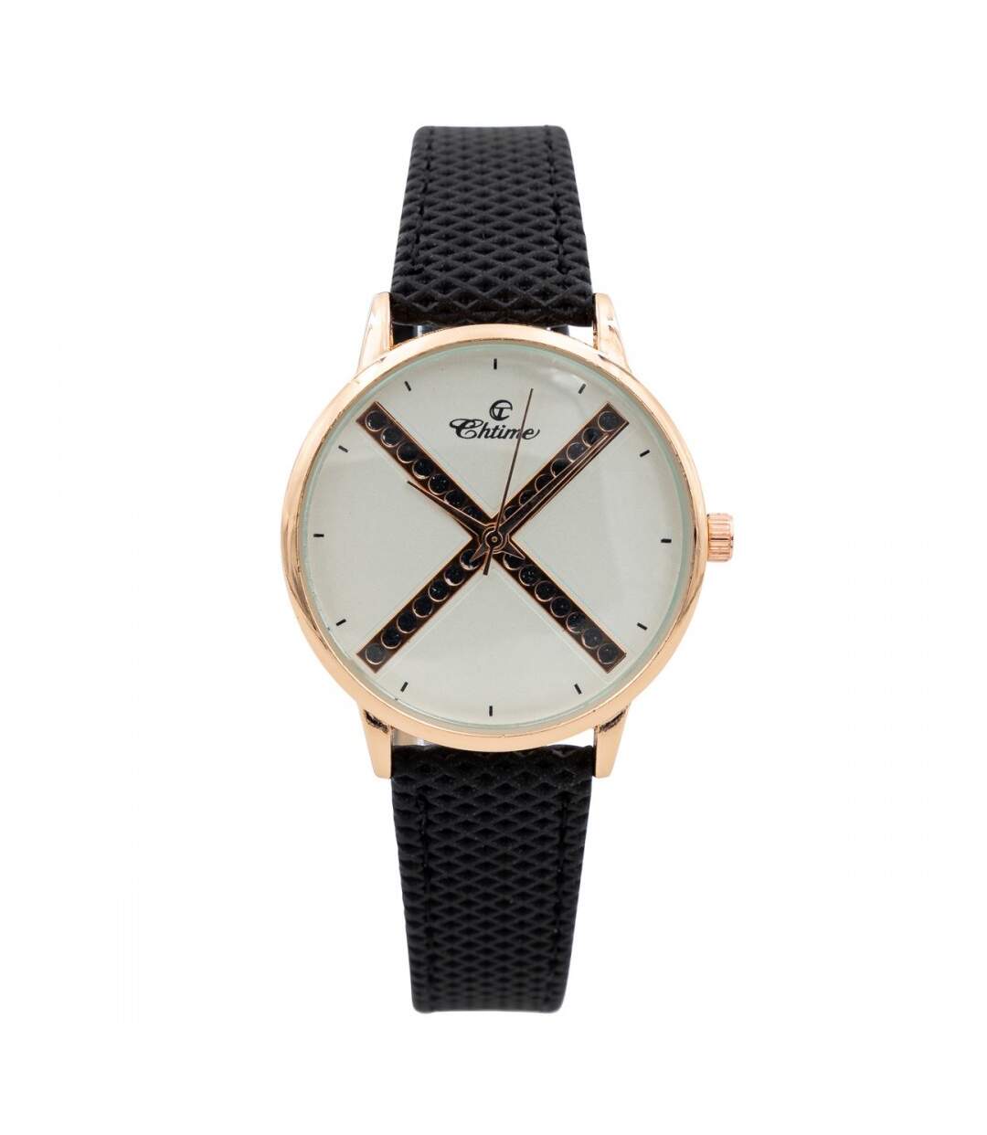 Montre de Femme Noir avec Strass CHTIME