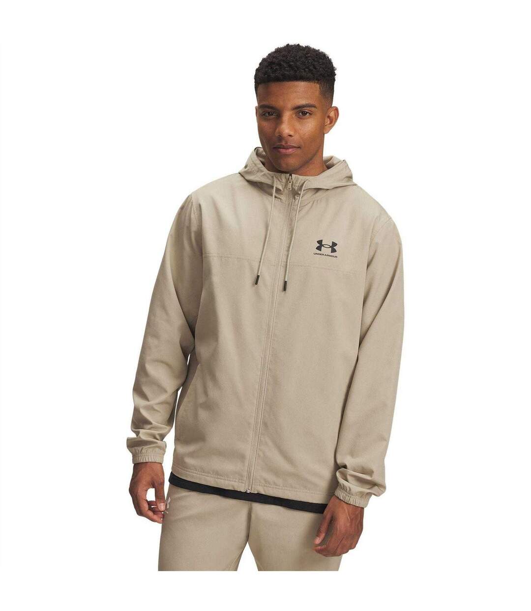 Mens Sportstyle Water Resistant Long-sleeved Windbreaker Khaki Under Armour-1
