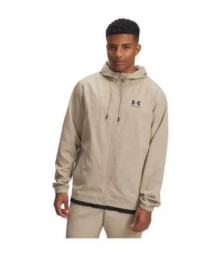 Mens Sportstyle Water Resistant Long-sleeved Windbreaker Khaki Under Armour