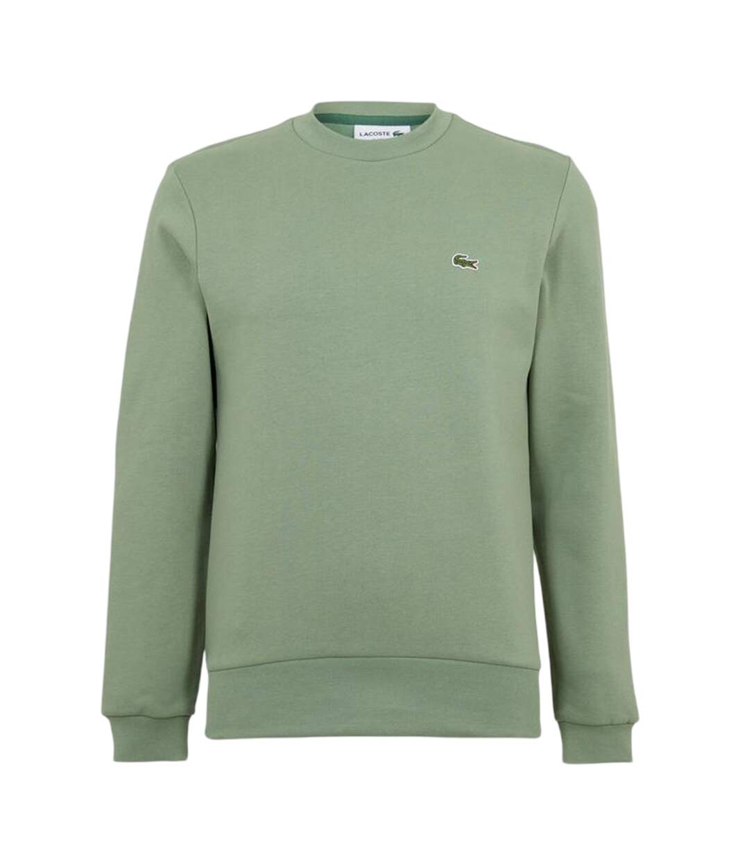 Mens Embroidered Logo Fleece Crew Neck Sweatshirt Thyme Green Lacoste-2