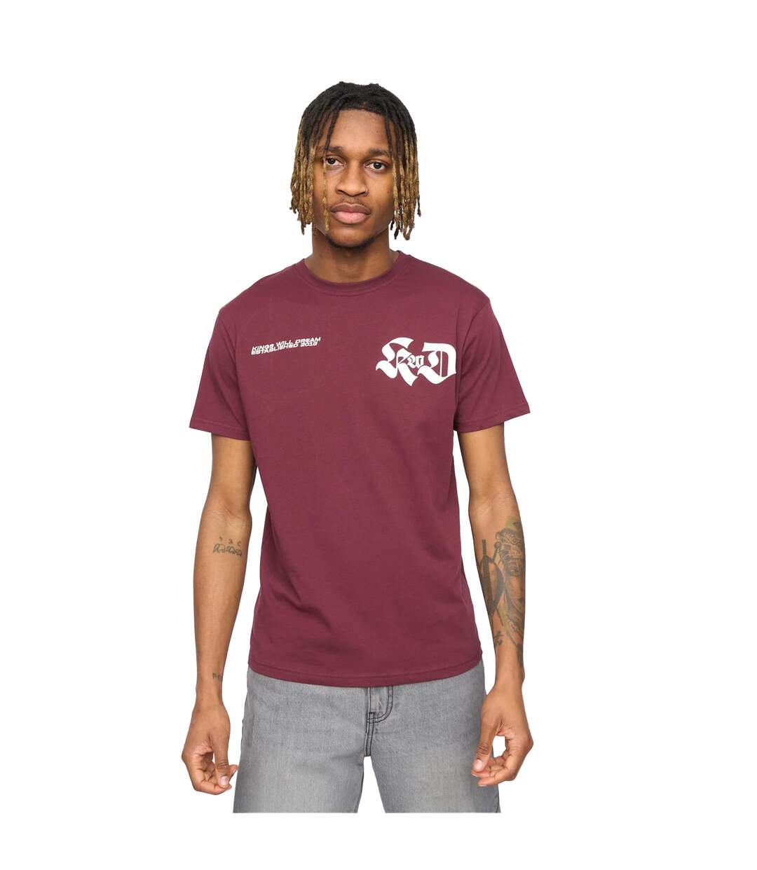 Mens Cartellio Short-sleeved T-shirt Burgundy Kings Will Dream-1