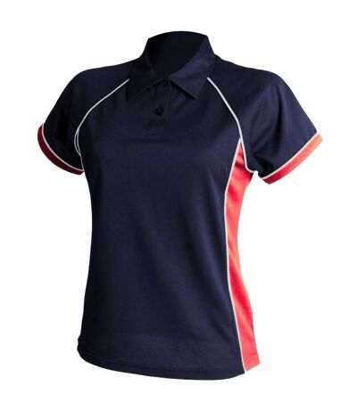 Finden & Hales Womens Coolplus Piped Sports Polo Shirt (Navy/ Red/ White)