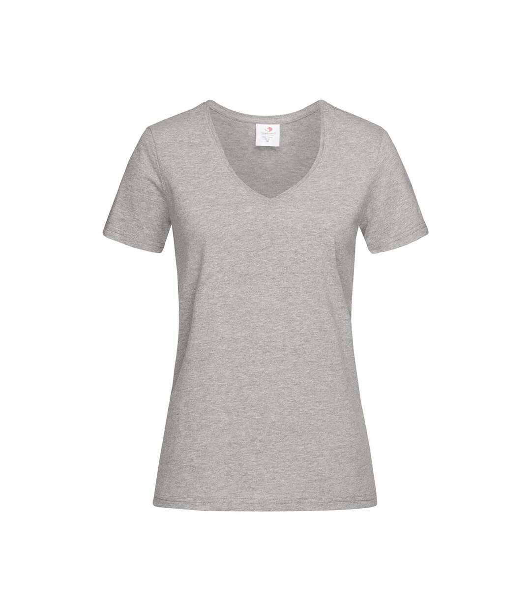 T-shirt col v femme gris chiné Stedman