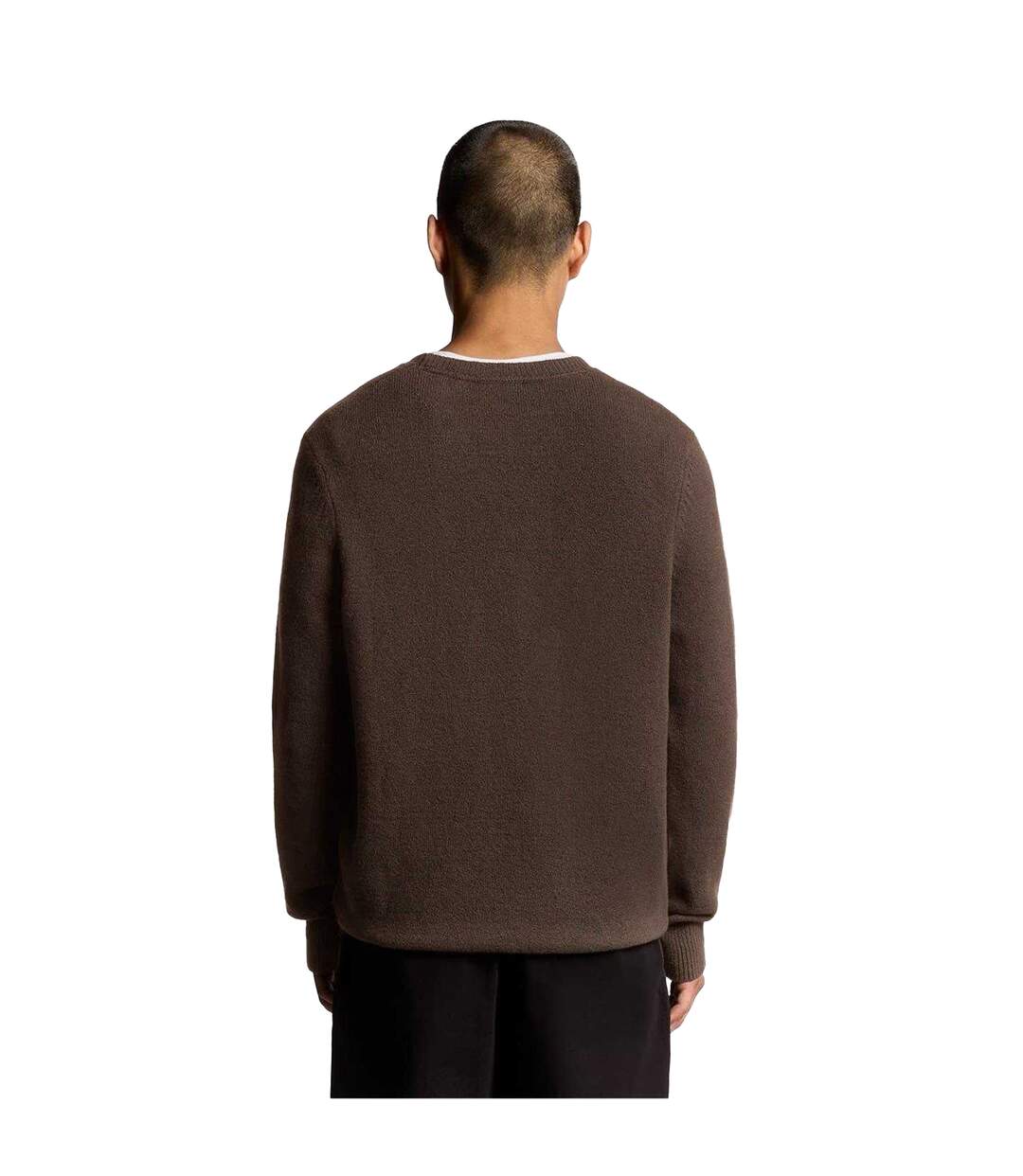 Pull Tricoté Col Ras-du-cou Motif/style Logo Homme Marron Lyle & Scott-3