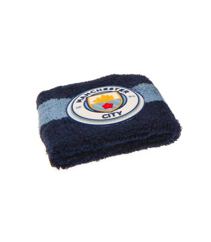 Manchester City FC Unisex Adult Crest Cotton Wristband (Pack of 2) (Blue/Sky Blue) (One Size)