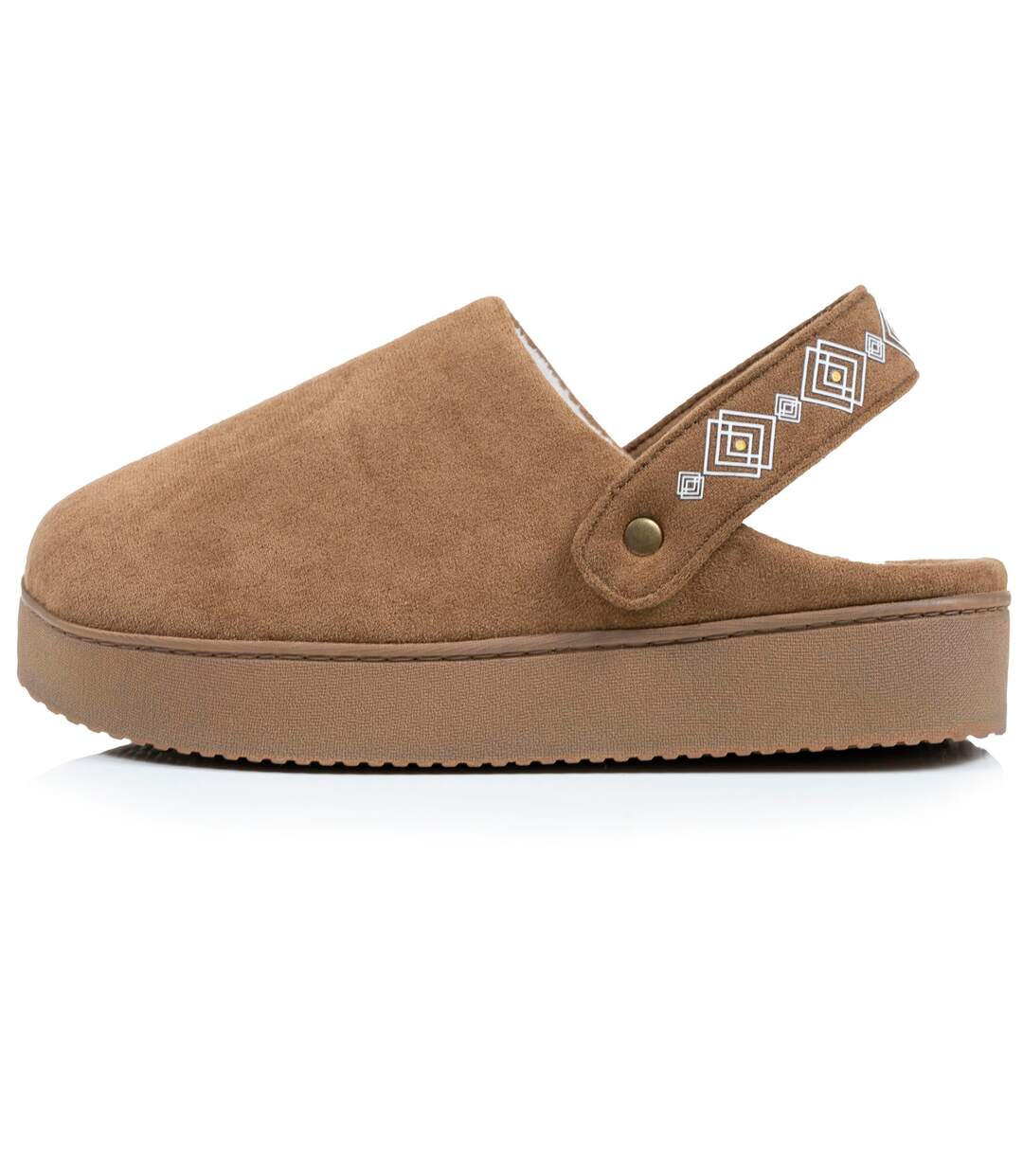 Isotoner Chaussons Mules femme suédine plateforme de 3,5 cm, confort mousse optimal-4