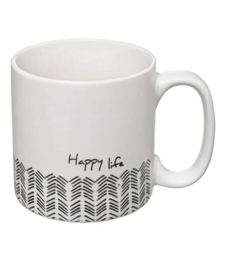 Lot de 4 Mugs & Rack Design Life 24cl Blanc
