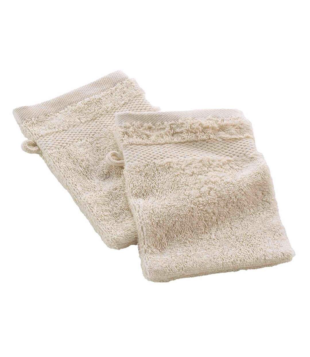 Lot de 2 Gants de Toilette Elegance 15x21cm Sable-1