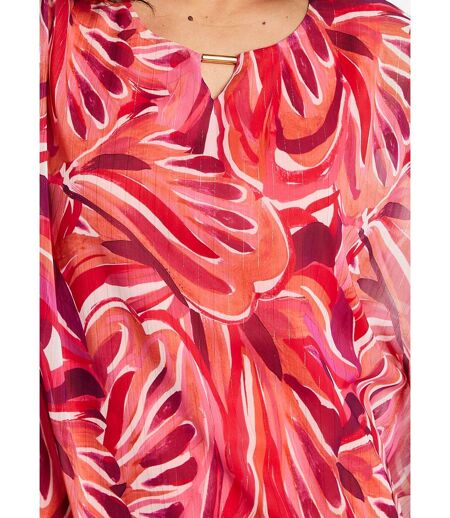 Tunique fluide longue motif feuilles